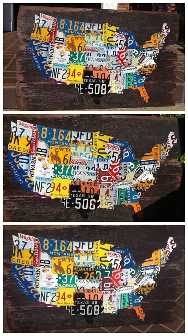 Recycled Old Car Parts - Upcycled License Plate DIY Map - DIY Projects & Crafts by Sueeye #diy