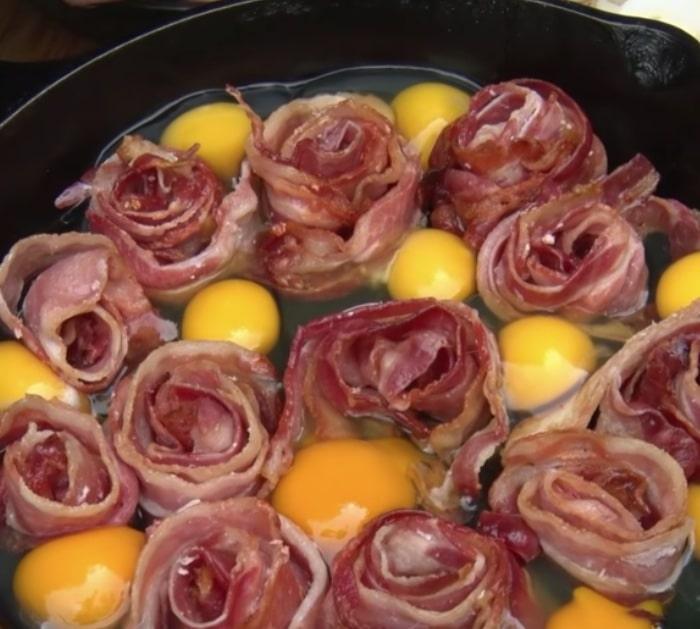 Make Bacon and Eggs Skillet Pie either on the pit or in the oven