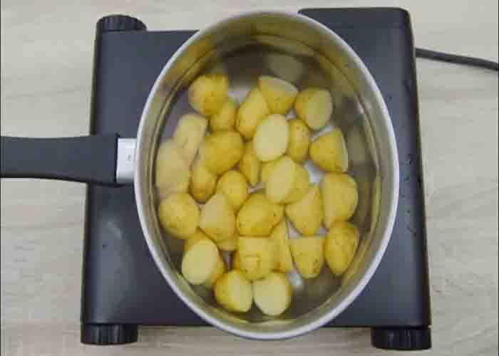 Parboiling the baby potatoes