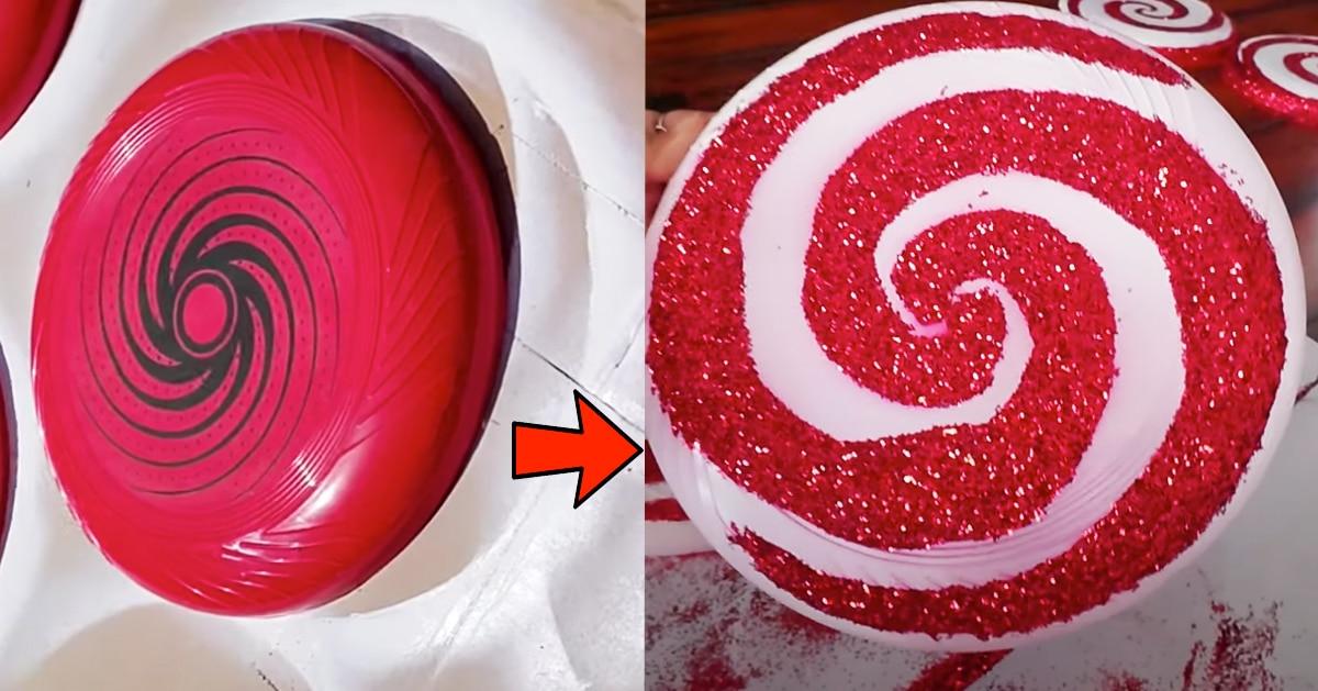 Dollar Tree DIY Frisbee Peppermint Ornament