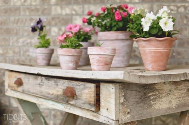 How to White Wash Terra Cotta Pots for Front Porch, a creative way to add color to the outdoor space