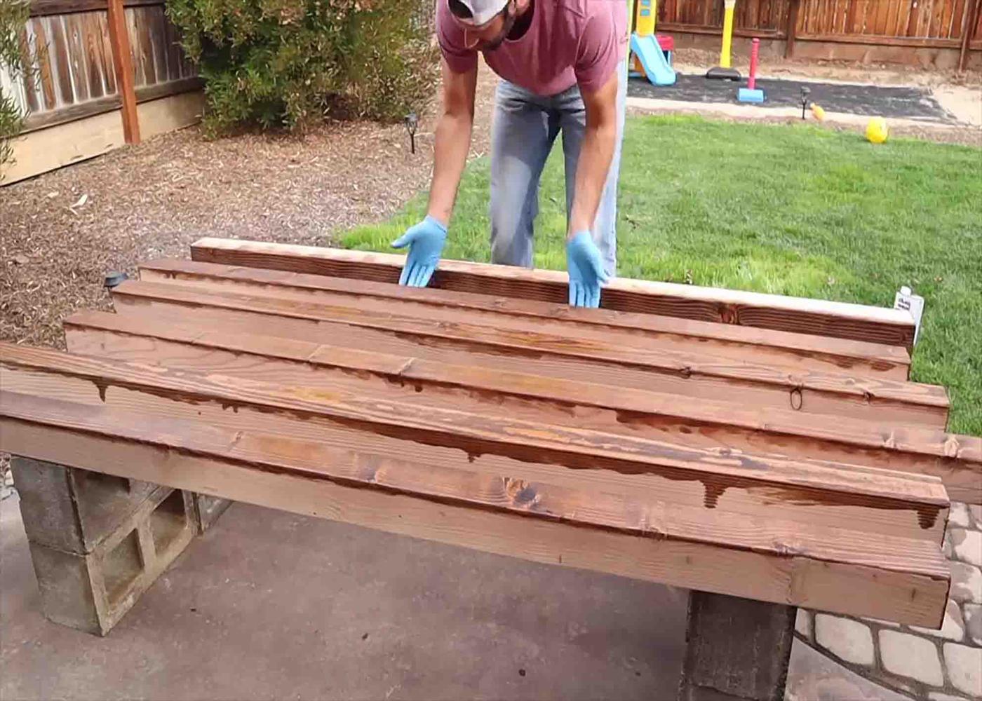 Staining the wood with walnut stain color