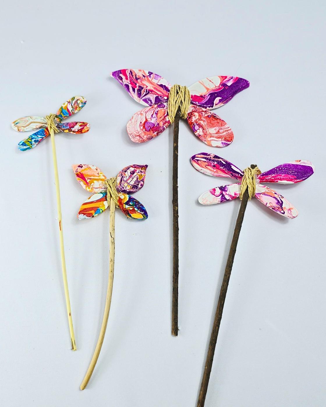 Marbled Clay Butterfly Wand — easy air-dry clay butterfly wand