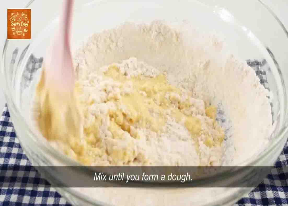 Mixing the ingredients to form the dough