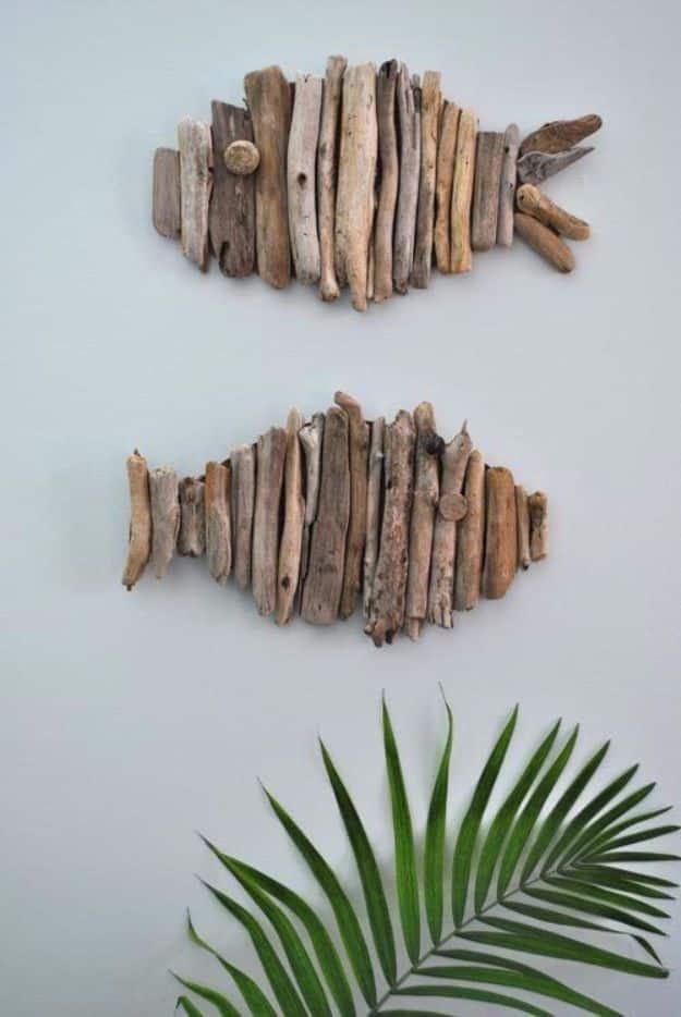 Driftwood Fish, one of the best rustic wall art ideas on this list and a project worth adding to the to do list