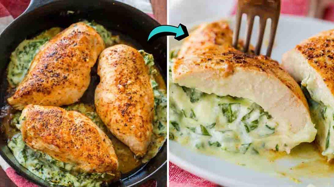 Cheesy Spinach Stuffed Chicken Breasts
