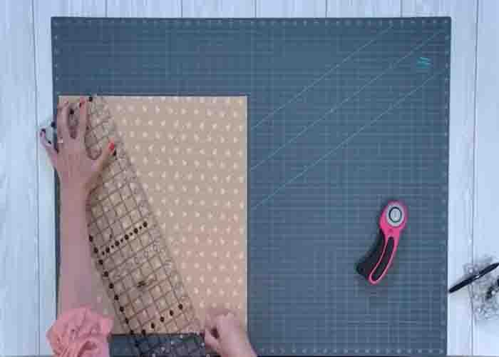 Cutting the fat quarters to for the quilt project