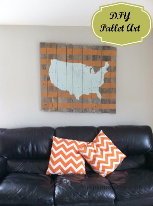 Map of the USA Wood Pallet Art, a budget friendly project using an old pallet and a thoughtful handmade gift idea