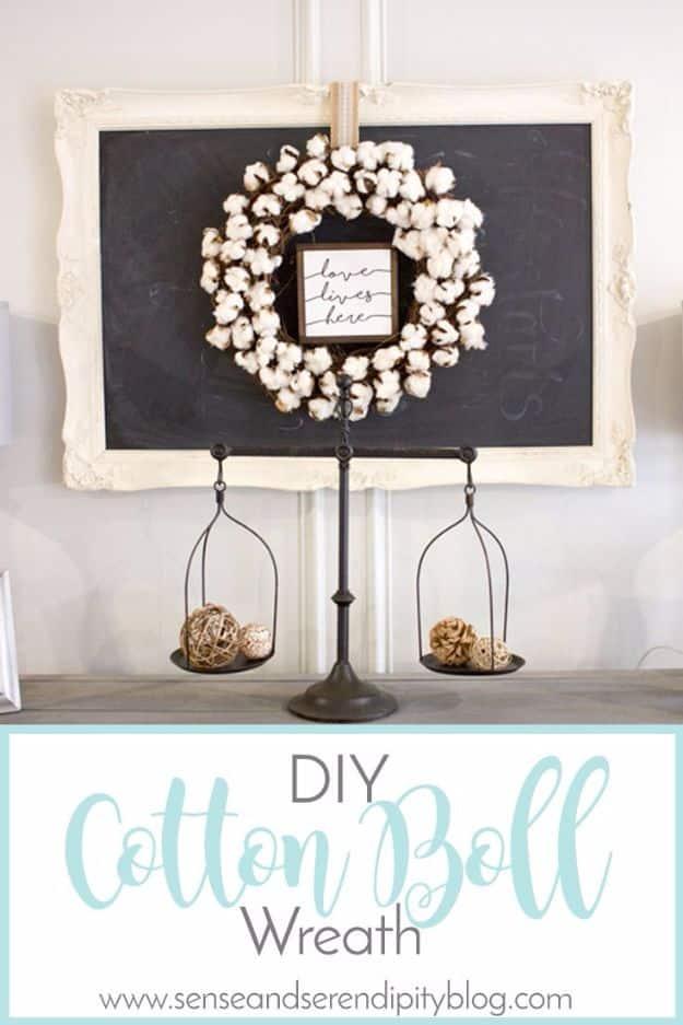 DIY Cotton Ball Wreath, one of the more popular picks from this roundup and one worth bookmarking from this list