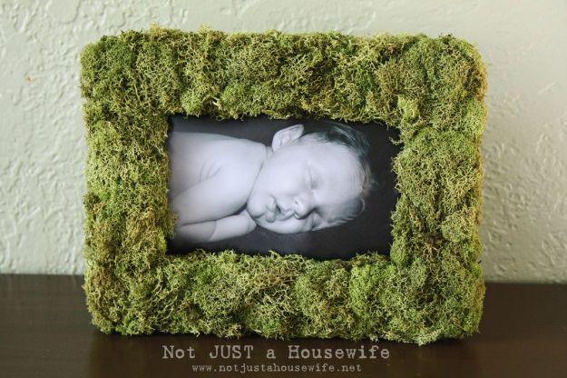 Mossy Frame, a creative addition to a gender themed nursery and a soft, personal touch for the nursery wall