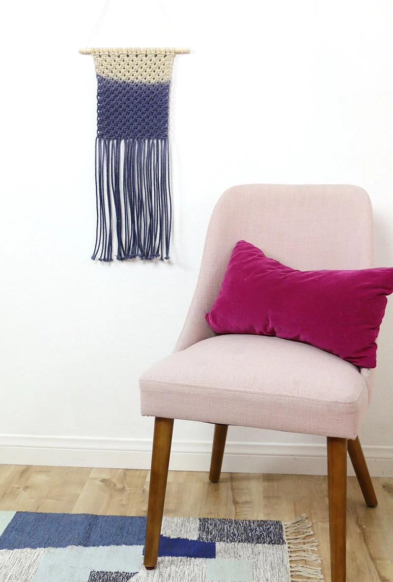 Dip Dyed Macrame Wall Hanging, a beautiful macrame craft to try at home and a charming handmade gift idea