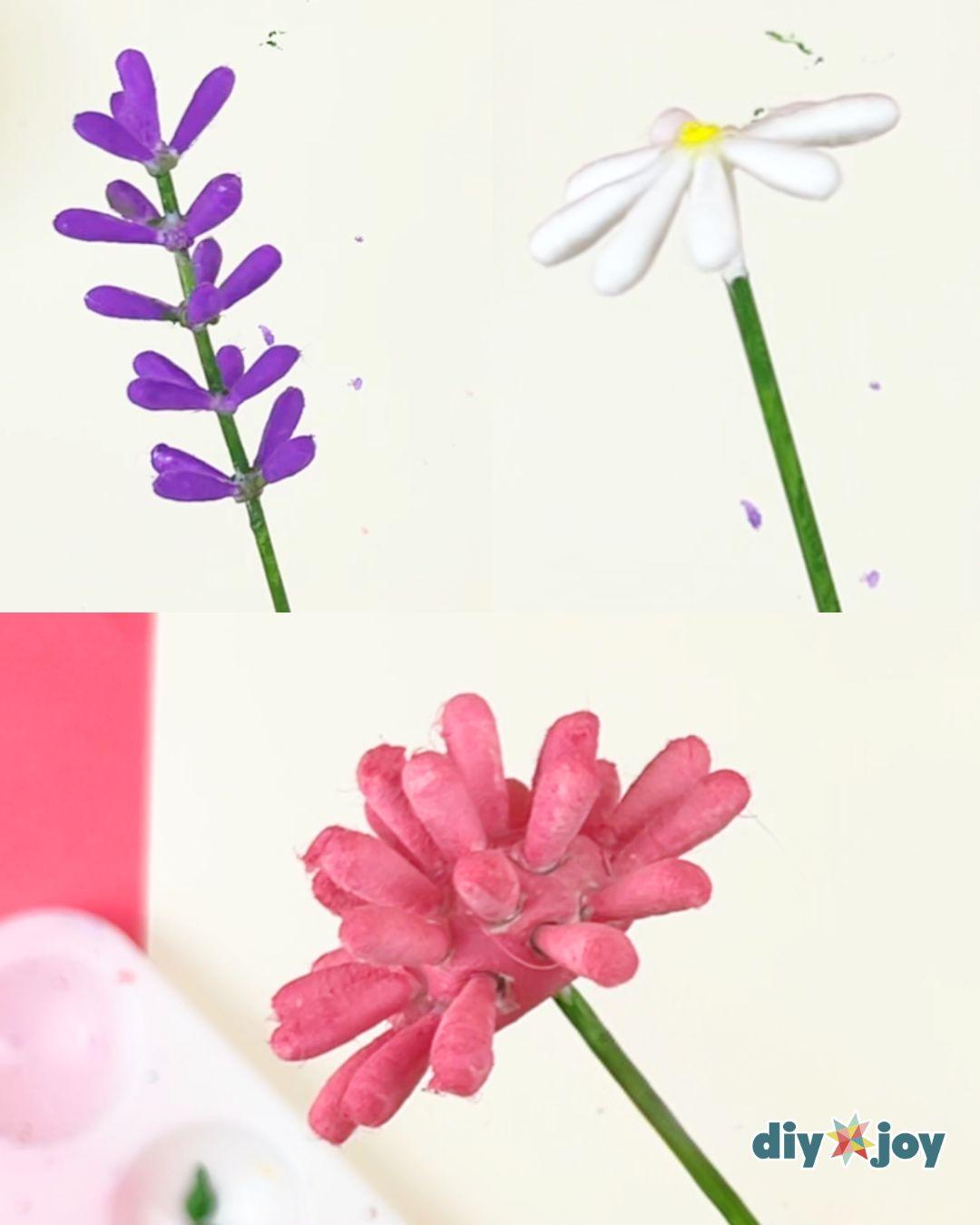 Q Tip Flower Bouquet — painting the flowers