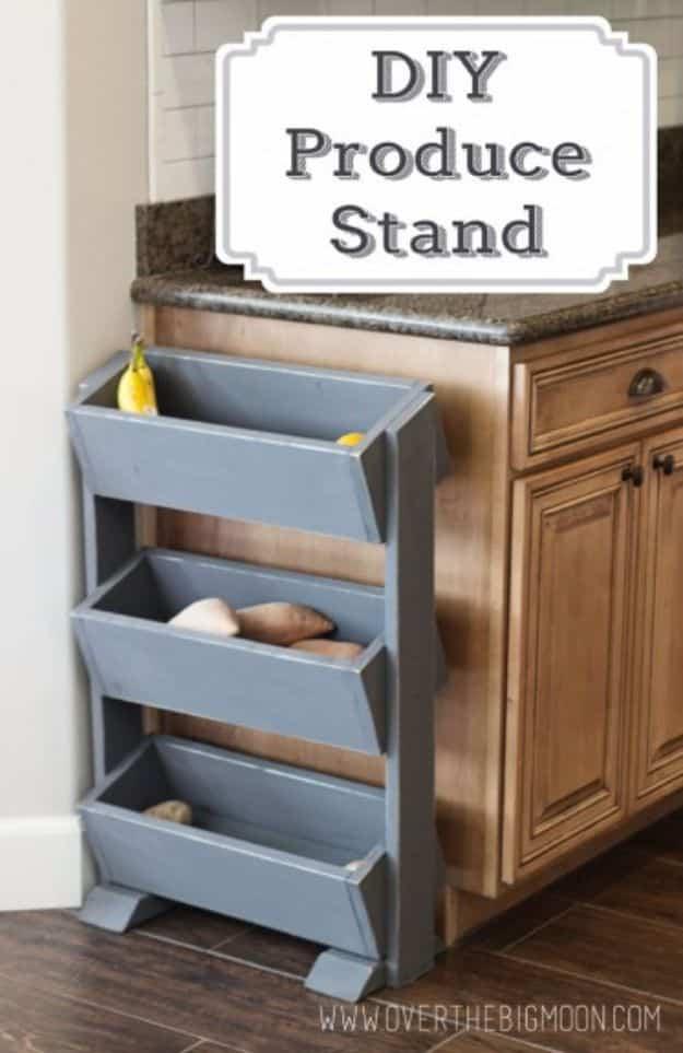DIY Produce Stand for under $30, a handmade furniture idea, budget friendly using stuff already sitting in a bin