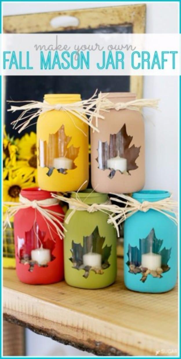 Best Mason Jar Crafts for Fall - Fall Mason Jar Craft - DIY Mason Jar Ideas for Centerpieces, Wedding Decorations, Homemade Gifts, Craft Projects with Leaves, Flowers and Burlap, P