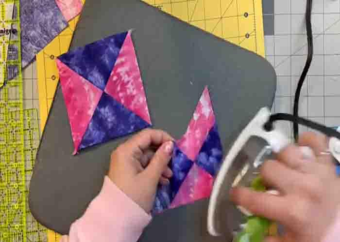 Making the hourglass unit for the isabella star quilt block