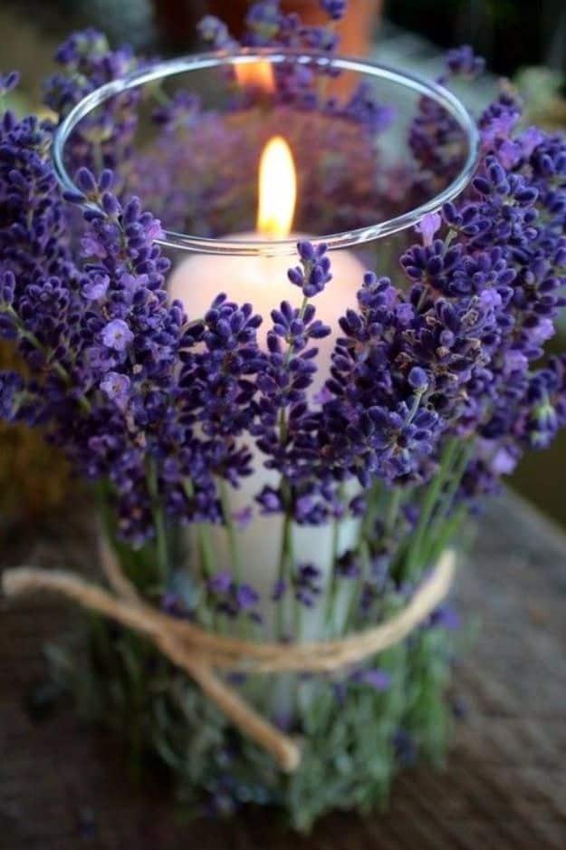 Wrap Lavender Around Candles, perfect for a relaxing night in and a fun weekend project with basic candle supplies