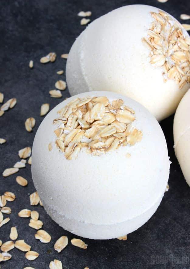 DIY Oatmeal Bath Bombs, a fizzy homemade soak, free of the harsh additives found in most store versions