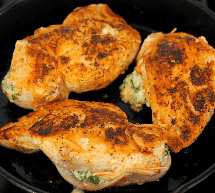 Cheesy Spinach Stuffed Chicken Breasts Instructions