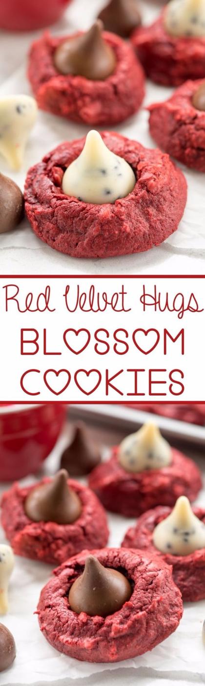 DIY Valentines Day Cookies - Red Velvet Hugs Cookies - Easy Cookie Recipes and Recipe Ideas for Valentines Day - Cute DIY Decorated Cookies for Kids, Homemade Box Cookies and Bouqu