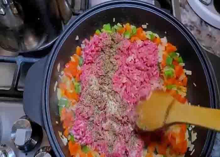 Cooking the ingredients for the millionaire spaghetti