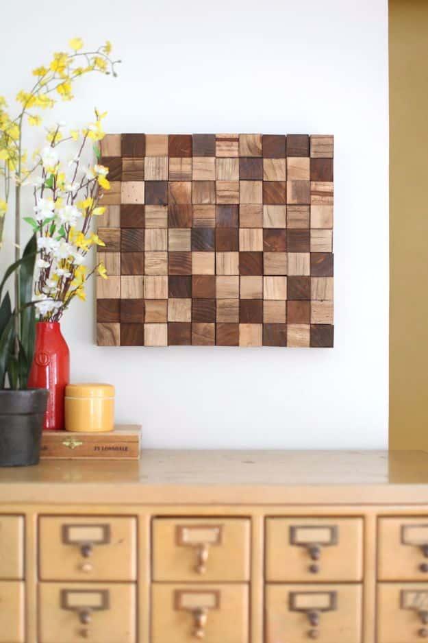 Wooden Mosaic Wall Art DIY, a simple weekend project and a creative way to reuse what you already have