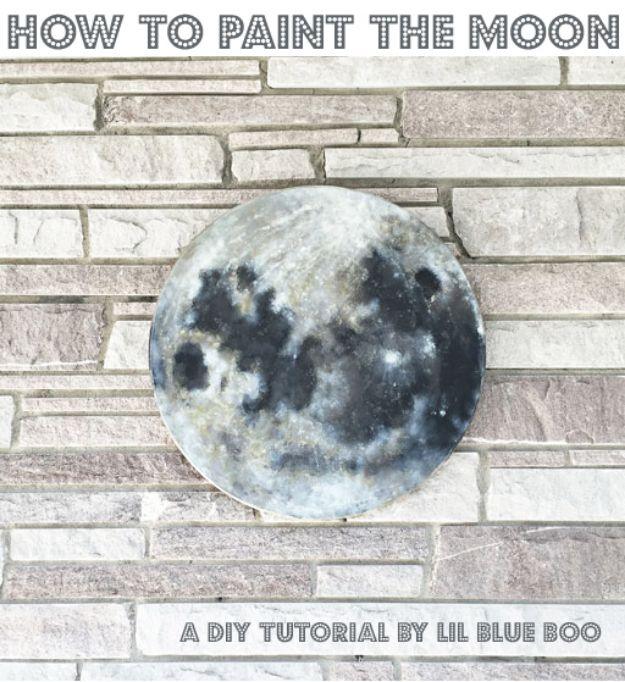 DIY Moon Painting, a budget friendly way to decorate a little one's room and a simple weekend project before baby arrives