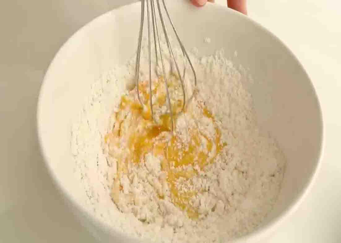 Mixing the yolk batter