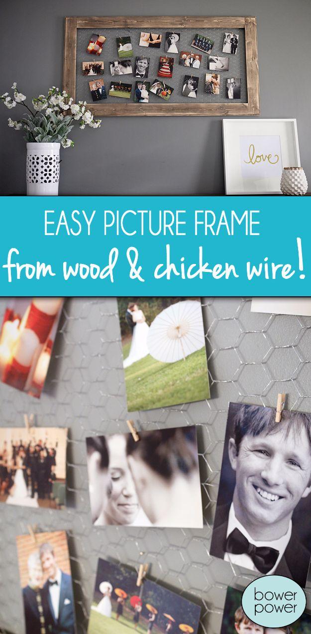 Easy Chicken Wire Photo Frame, easy enough for a beginner crafter and a creative way to use up scraps