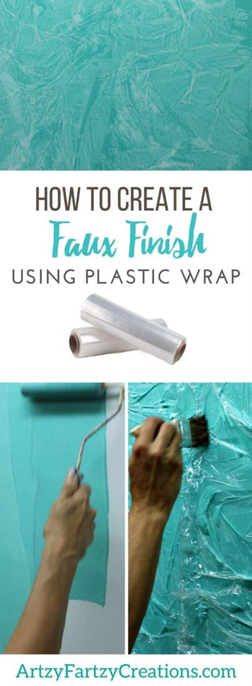 DIY Faux Finishes for Walls - Faux Finish with Plastic Wrap - Step by Step Tutorials for Do It Yourself Faux Finish Wall Textures - Rustic, Colour, Tuscan Style, Simple Metallic, S