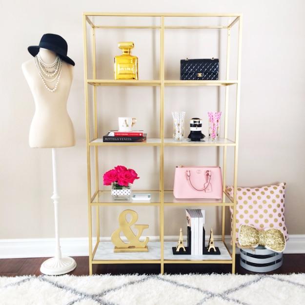 DIY Gold And Marble Shelves, flexible enough to fit whatever materials are on hand and a piece worth keeping out on display