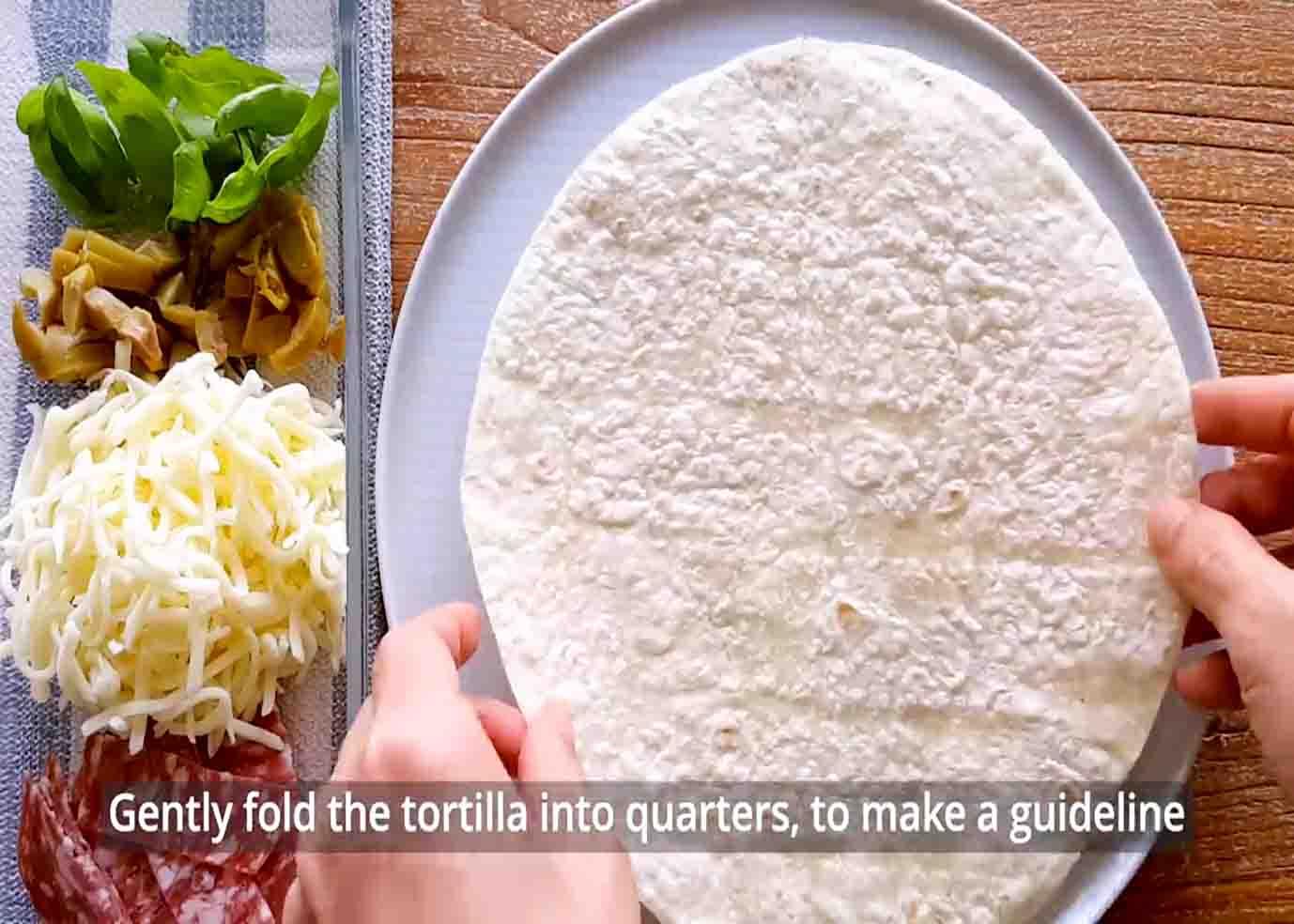 Preparing the lunch tortilla wrap