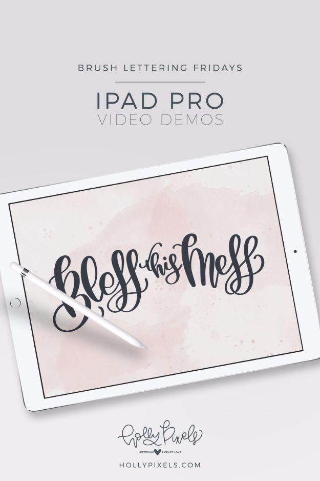 Brush Lettering Tutorials - Brush Lettering On Ipad Pro - Simple and Fun Calligraphy Tutorial Videos - How To Paint the Alphabet in Calligraphy Handwriting with Pens, Watercolors,