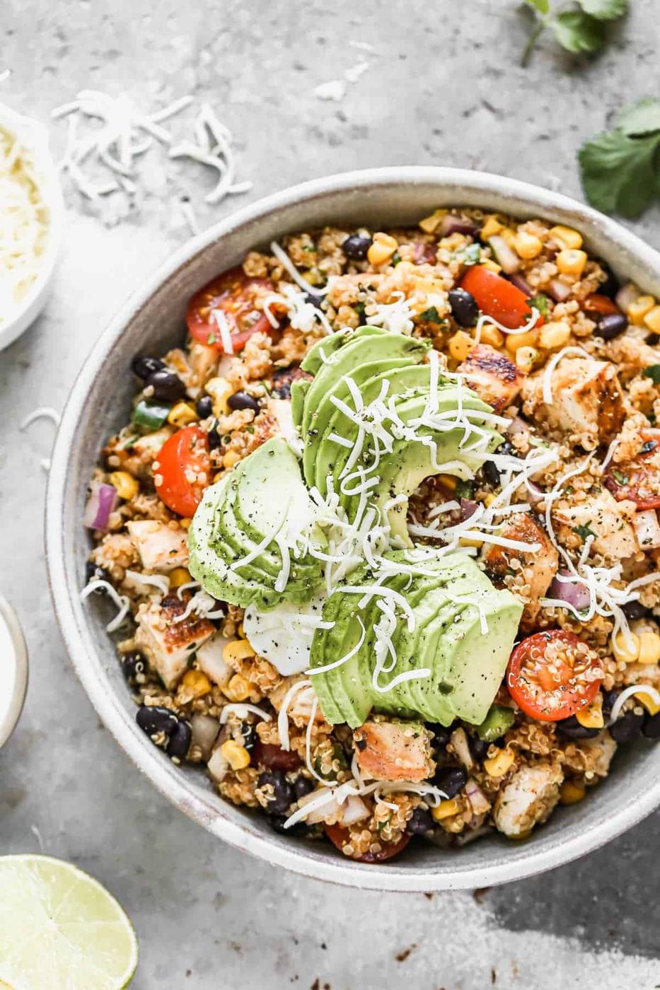 Meal prep ideas - healthy burrito bowls, easy make-ahead lunch bowl