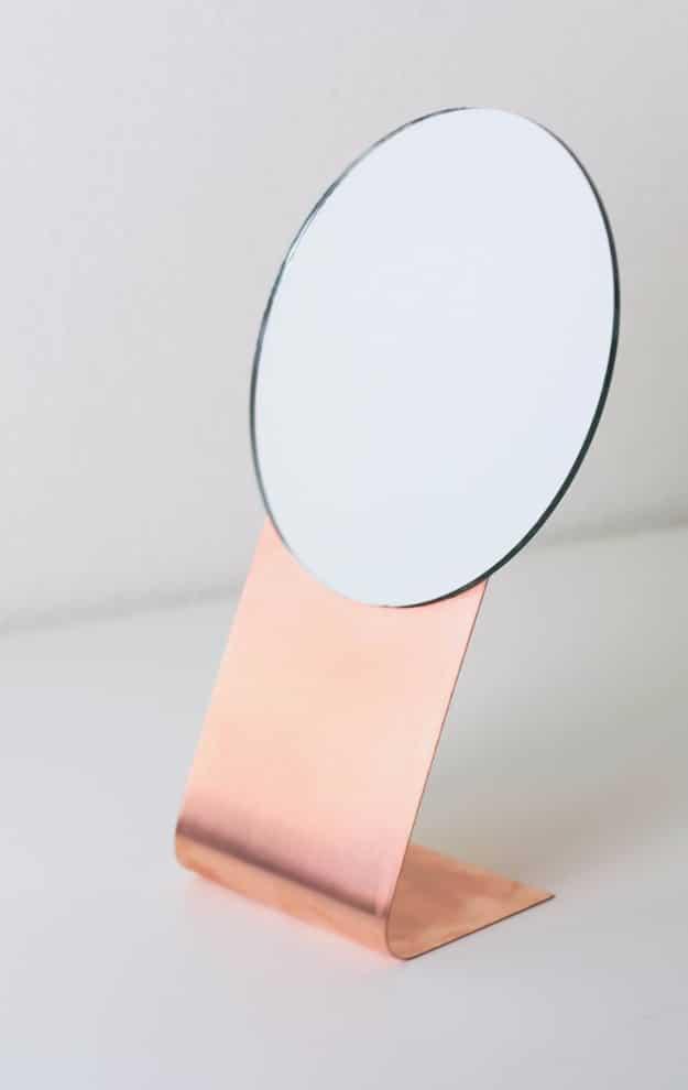 DIY Copper Mirror, low effort once the supplies are laid out and charm that photographs better than it costs