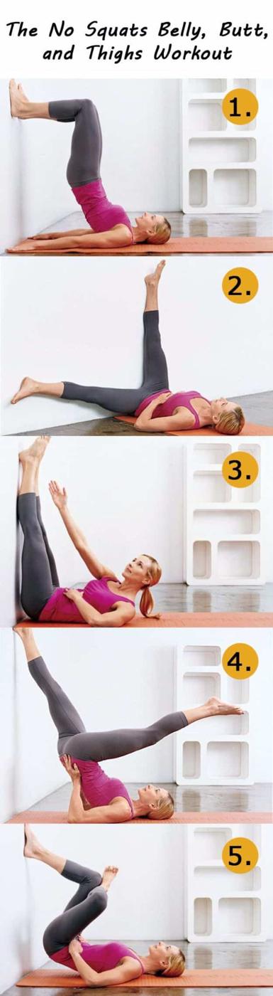 No Squats Belly, Butt, and Thighs Workout, a fast home routine, simple enough to do in pajamas before breakfast