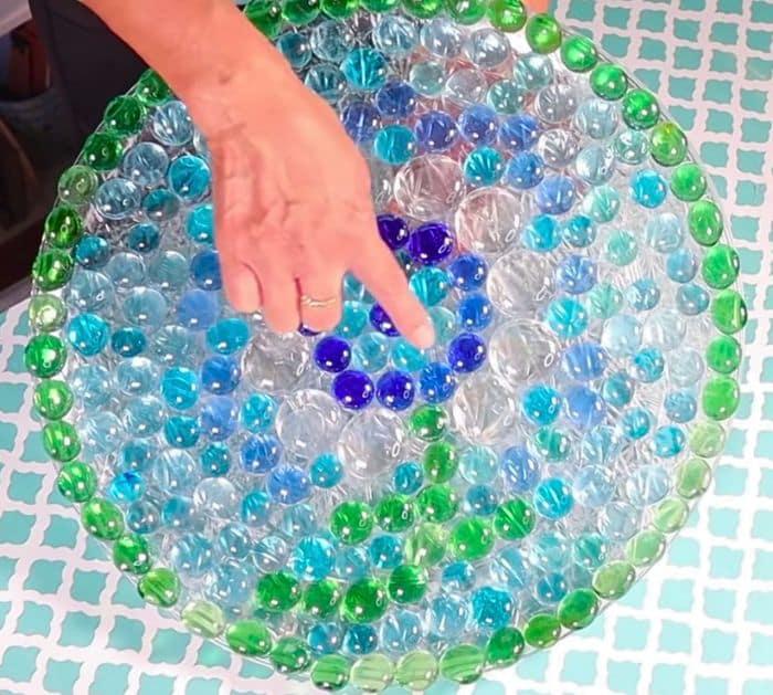 Easy DIY Dollar Tree Garden Glass Gem Table Tutorial