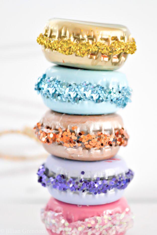 DIY Bottle Cap Crafts - DIY French Macaron Ornaments - Make Jewelry Projects, Creative Craft Ideas, Gift Ideas for Men, Women and Kids, KeyChains and Christmas Ornaments, Presents