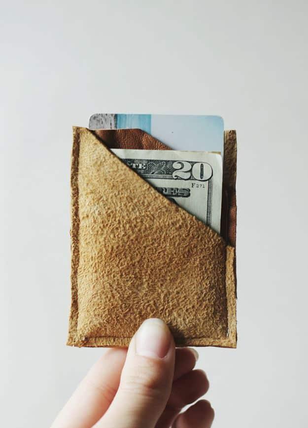 DIY Leather Wallet, a father's day gift, doable in one sitting and proof a small touch makes a big difference