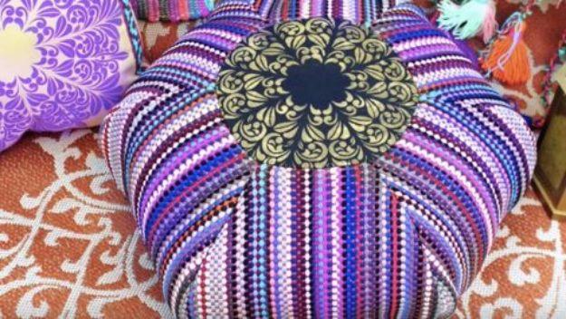 DIY Rag Rug Pouf, low key enough for a solo evening in and a charm that beats anything from a catalog