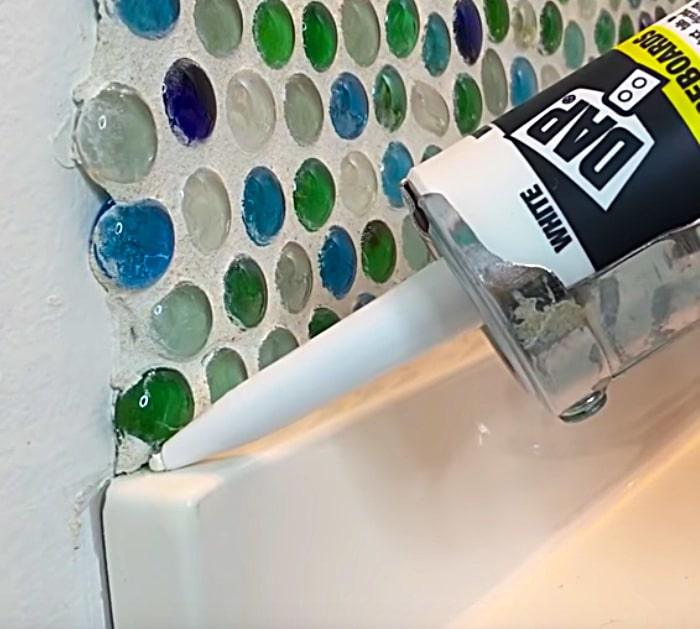 Make a gem backsplash with Dollar Store Gemstones