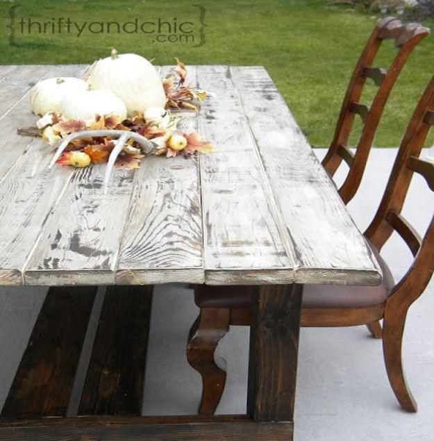 DIY Patio Furniture Ideas - DIY Farmhouse Table - Cheap Do It Yourself Porch and Easy Backyard Furniture, Rocking Chairs, Swings, Benches, Stools and Seating Tutorials - Dining Tab
