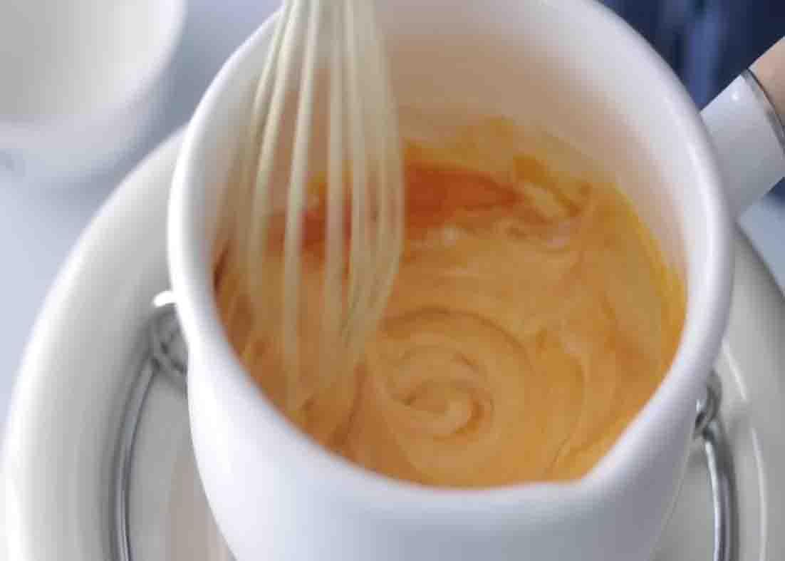 Mixing the souffle batter