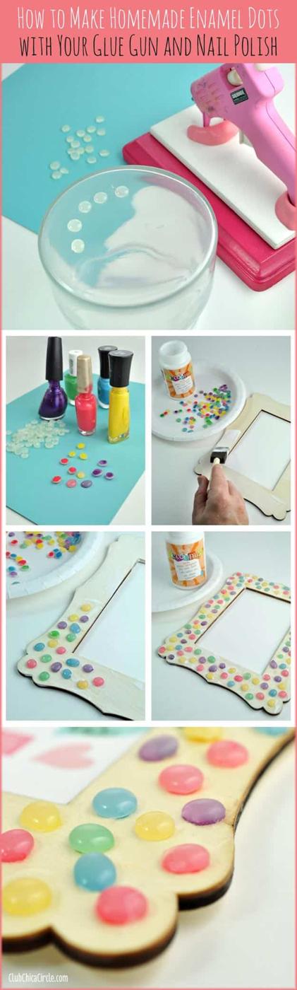 Glue Gun Crafts DIY | Best Hot Glue Gun Crafts, DIY Projects and Arts and Crafts Ideas Using Glue Gun Sticks | Home Made Enamel Dots With Your Glue Gun and Nail Polish #diy #crafts