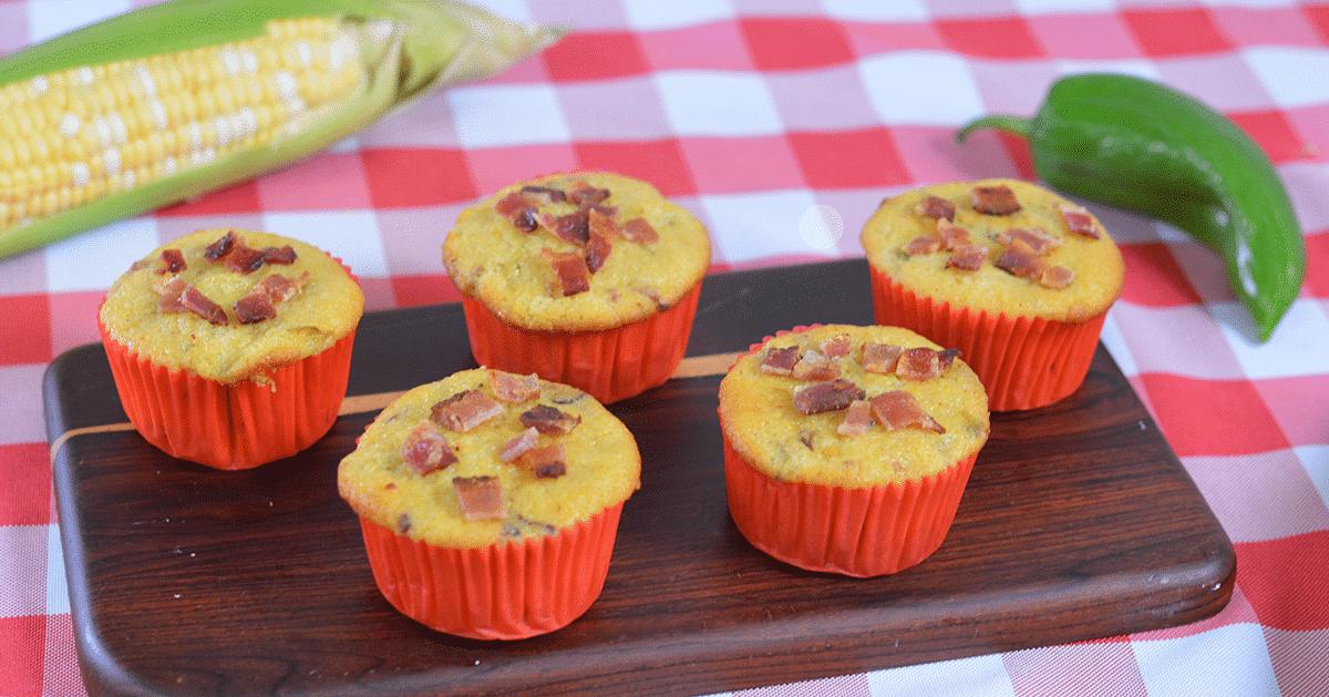 Bacon Green Chili Cornbread Muffin Recipe and YouTube Video