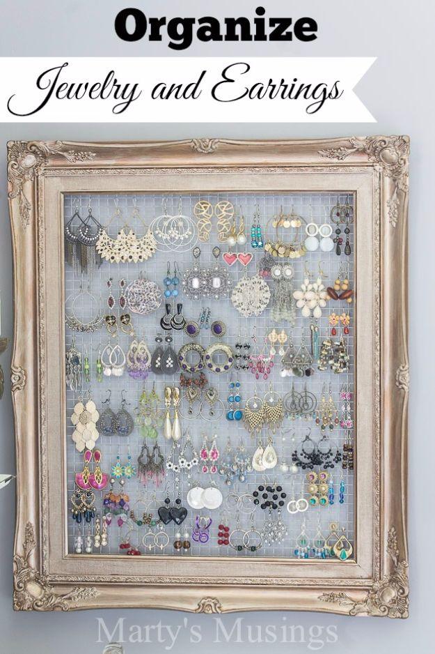 DIY Framed Jewelry And Earrings Organizer, a budget friendly way to update the space and a clever idea worth trying at home