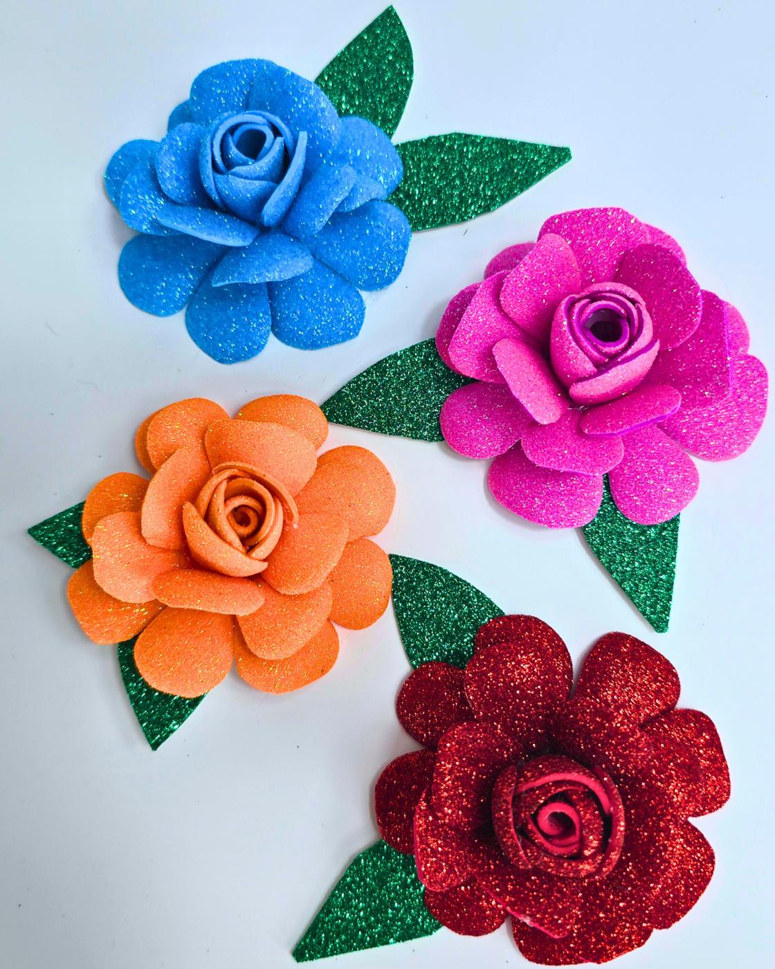 Glitter Foam Flowers — handmade glitter foam flowers