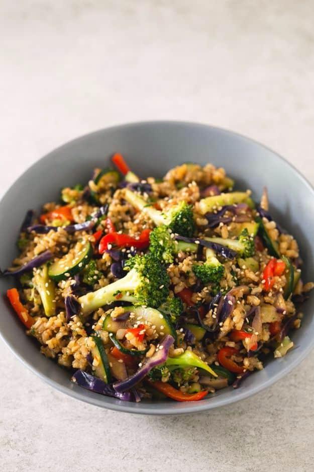 Best Rice Recipes - Brown Rice Stir-Fry with Vegetables - Easy Ideas for Quick Meals Made From a Bag of Rice - Healthy Recipes With Brown, White and Arborio Rice - Cheesy, Fried, A