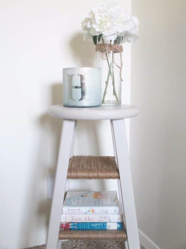 DIY Barstool Nightstand, a cozy bedroom accent worth the weekend project and an easy weekend build using basic tools