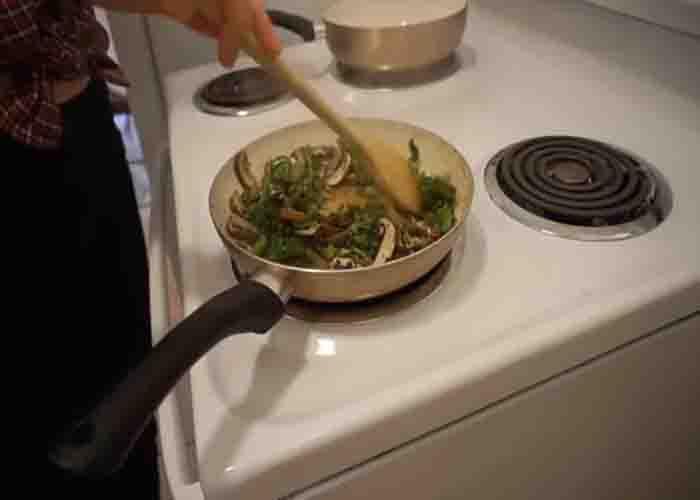 Cooking the veggies for the pumpkin sage pasta