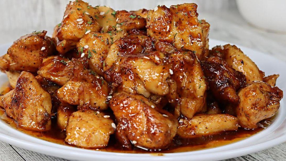Honey, Butter, & Garlic Glazed Chicken Bites Recipe